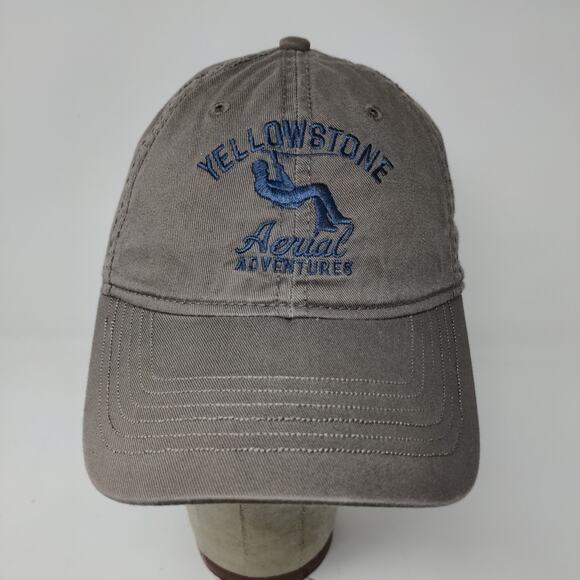 Yellowstone Aerial Adventures Strapback Hat Brown Embroidered Logo Zip Line - Picture 2 of 10